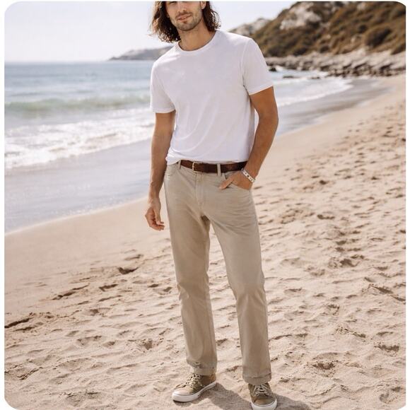 NWT Outerknown Sz 31 Beige Slash Pkts Khaki Organic Ctn Midrise Straight Pants